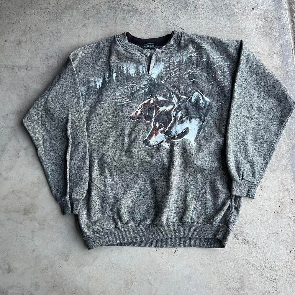 Wolf aop sweater Mens size L large